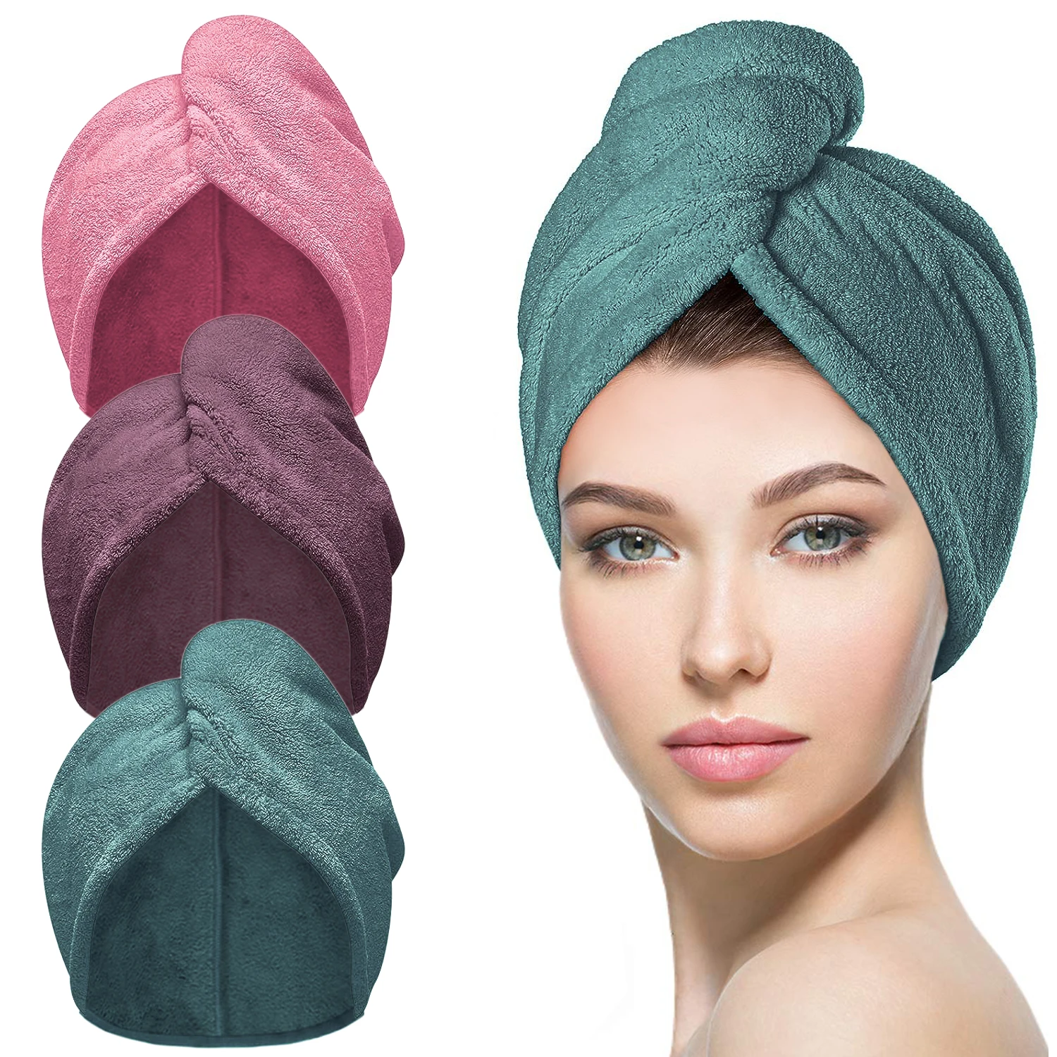 Набор из 3-х микрофибровых полотенец для волос Superabsorbent Microfiber Towel Hair
Набор из 3-х микрофибровых полотенец для волос Superabsorbent Microfiber Towel Hair