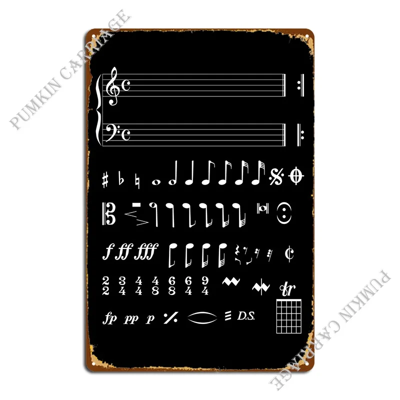 

Musical Notation Negative Metal Plaque Poster Design Club Wall Plaque Design Pub Tin Sign Poster