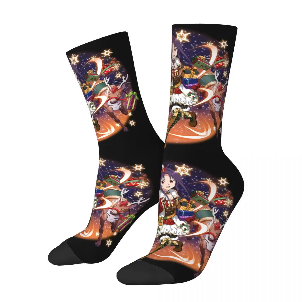 

Sword God Domain Girls And A Pile Of Gifts Men Women Socks Windproof Novelty Spring Summer Autumn Winter Stockings Gift