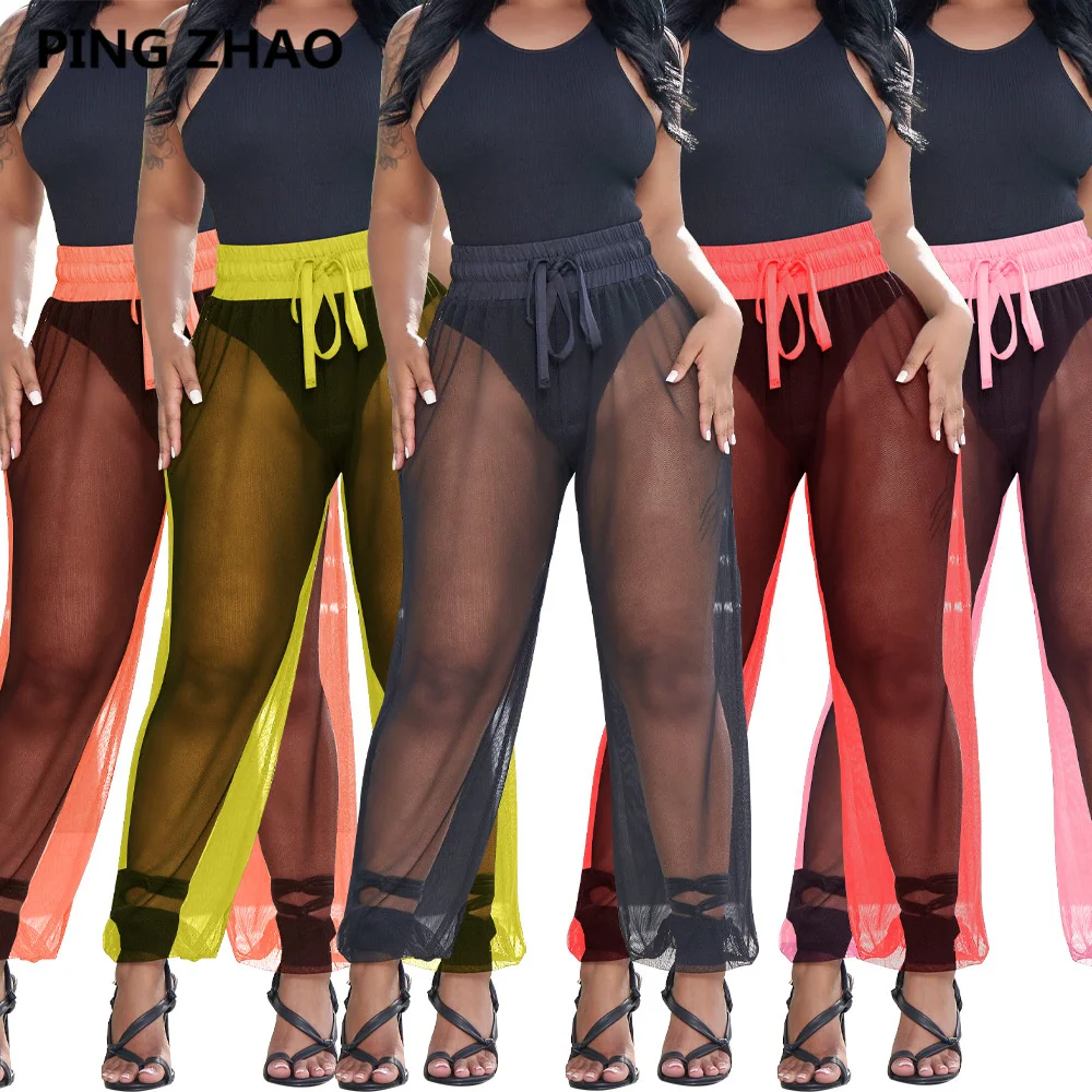 PING ZHAO Women Mesh See Though High Waist Jogger Sweatpants for 2022 Summer Beach Holiday Pants Sexy Trousers
PING ZHAO Women Mesh See Though High Waist Jogger Sweatpants for 2022 Summer Beach Holiday Pants Sexy Trousers