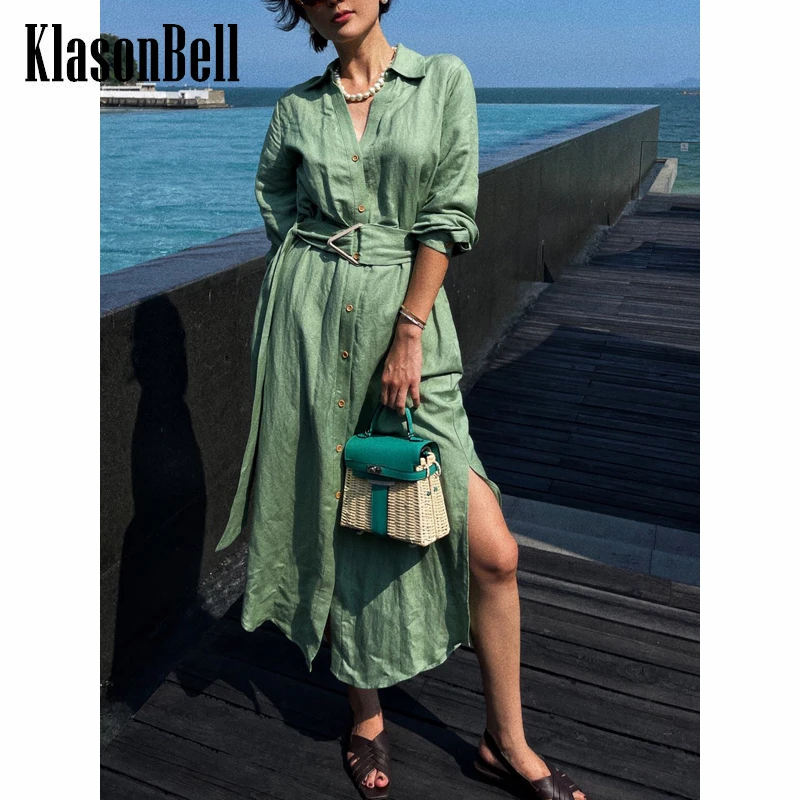 8.4 KlasonBell Temperament Elegant Linen Long Sleeve With Belt Split Dress Women
8.4 KlasonBell Temperament Elegant Linen Long Sleeve With Belt Split Dress Women