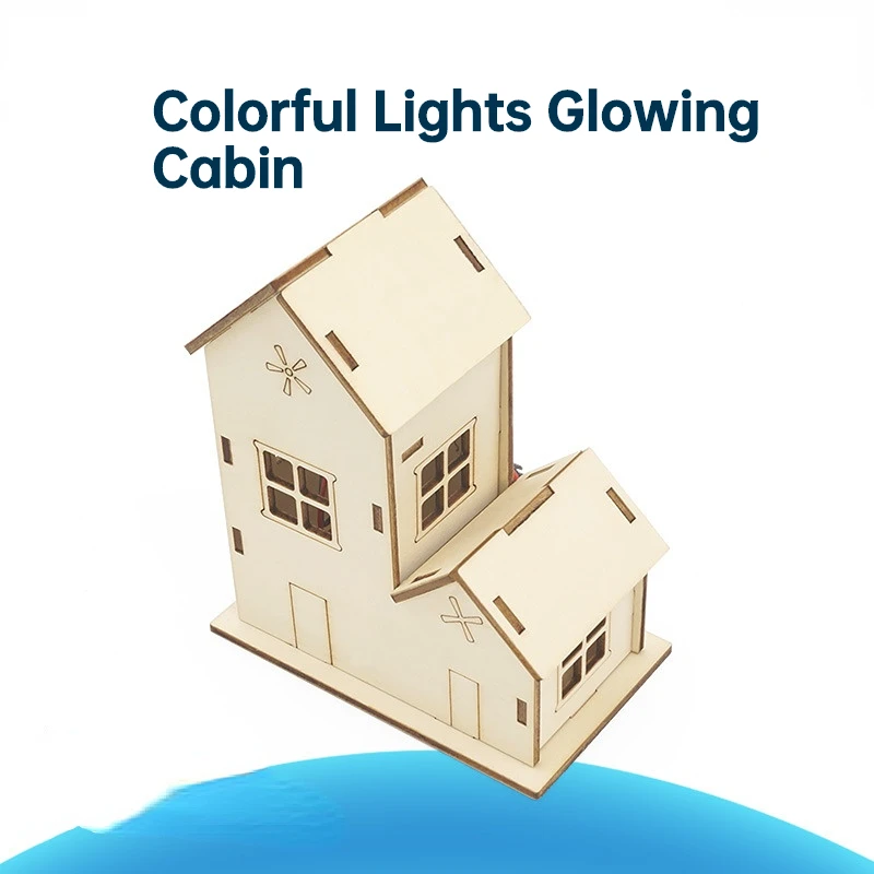 

Colorful Lights Glowing Hut Diy Small House Stem Education Technology Production Children's Puzzle Assembly Small Teaching Aids