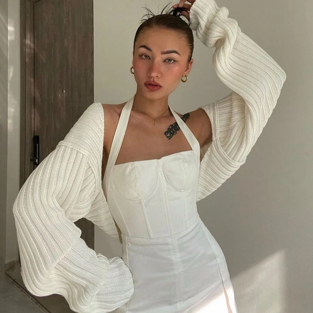 HEZIOWYUN Women High Street Ultra-short Knitted Sweater Cardigan Coat Sexy Style Simple Solid Color Loose Version Clothing 
HEZIOWYUN Women High Street Ultra-short Knitted Sweater Cardigan Coat Sexy Style Simple Solid Color Loose Version Clothing