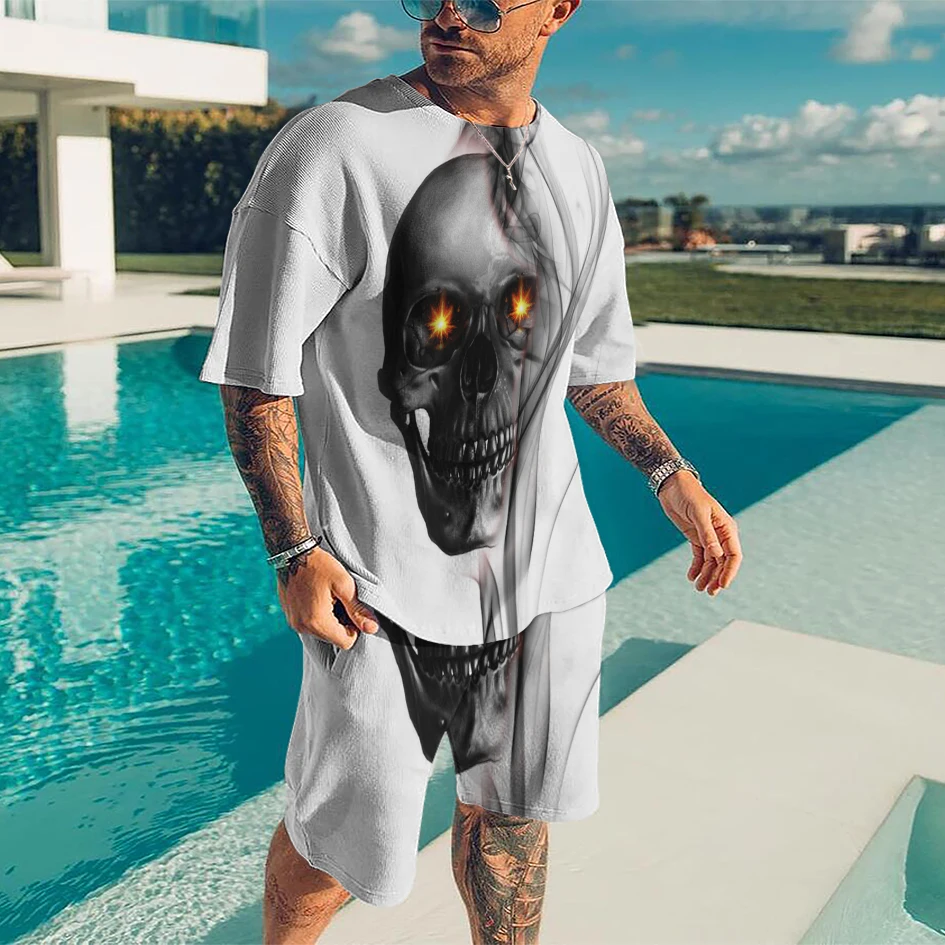 Summer Horror Skull 3D Printed Men's Set Oversized T-shirt + Shorts Workout Suit Fashion O-Neck Short-sleeved Casual Tracksuit
Summer Horror Skull 3D Printed Men's Set Oversized T-shirt + Shorts Workout Suit Fashion O-Neck Short-sleeved Casual Tracksuit