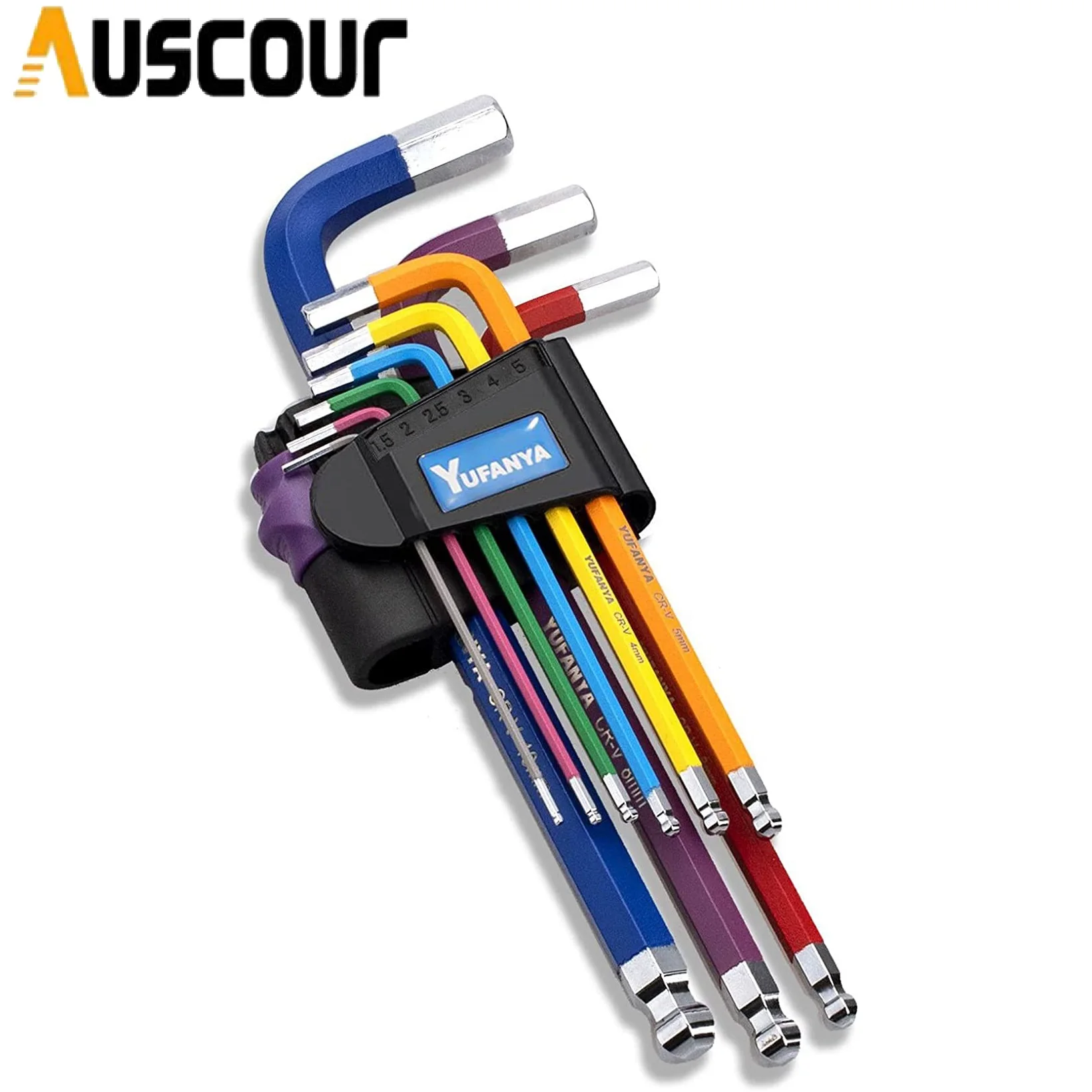 Auscour 9 PCS Allen Key Set,Ball End Hex Key Set,Metric Hex Wrench Set with Multi Colour Coded,Sizes 1.5-10mm
Auscour 9 PCS Allen Key Set,Ball End Hex Key Set,Metric Hex Wrench Set with Multi Colour Coded,Sizes 1.5-10mm