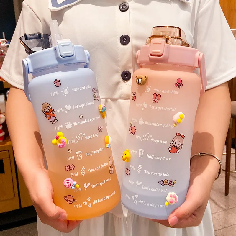 1 Piece Large Capacity Cute Sticker Water Bottle with Straw 2000ml Cute Portable Scale Bottle Water Bottle
1 Piece Large Capacity Cute Sticker Water Bottle with Straw 2000ml Cute Portable Scale Bottle Water Bottle