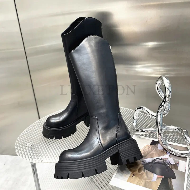 Female Motorcycle Boots For Women Knee High Chunky Heel Boots Round Toe Classic Brand New Shoes Woman 2023 Hot Sale Fashion
Female Motorcycle Boots For Women Knee High Chunky Heel Boots Round Toe Classic Brand New Shoes Woman 2023 Hot Sale Fashion