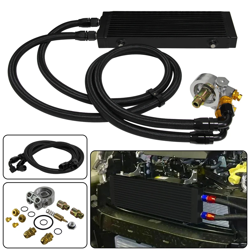 Medium 14" Dual Pass Bar&Plate Oil Cooler+80 Deg thermostatic Filter Adapter Kit
Medium 14" Dual Pass Bar&Plate Oil Cooler+80 Deg thermostatic Filter Adapter Kit