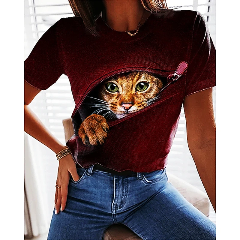 2022 new print cute cat/cat print women's T-shirt fashion fitness girl short-sleeved top fashion casual niche design clothing
2022 new print cute cat/cat print women's T-shirt fashion fitness girl short-sleeved top fashion casual niche design clothing