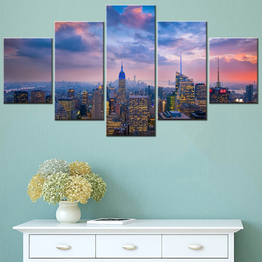HD Printed Poster Home Decor Wall Art Framework 5 Pieces New York City Building Night View Paintings Modular Canvas Pictures
HD Printed Poster Home Decor Wall Art Framework 5 Pieces New York City Building Night View Paintings Modular Canvas Pictures