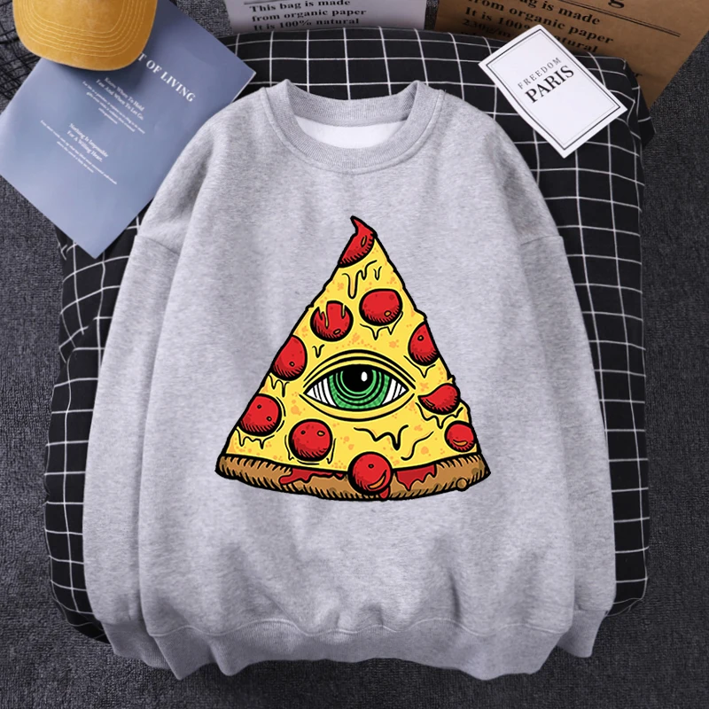 Женская толстовка в стиле Харадзюку, с капюшоном и принтом пиццы 
Женская толстовка в стиле Харадзюку, с капюшоном и принтом пиццы