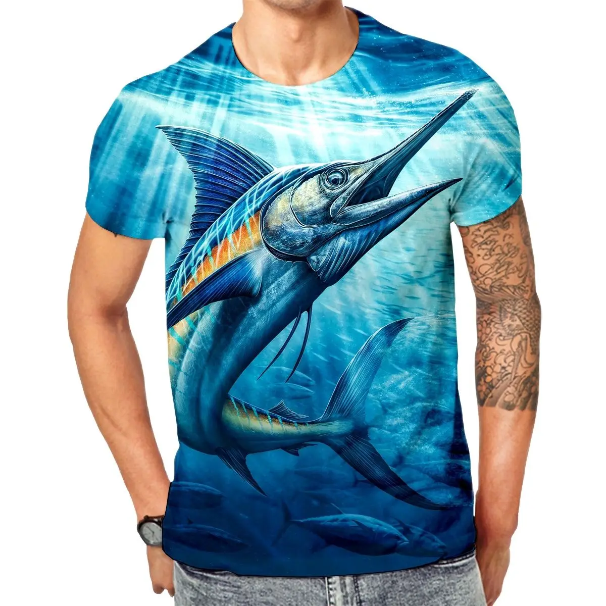 Summer Men's Fishing Enthusiast 3D Printed T-shirt, Fashionable, Casual, Quick Drying Short Sleeves.
Summer Men's Fishing Enthusiast 3D Printed T-shirt, Fashionable, Casual, Quick Drying Short Sleeves.
