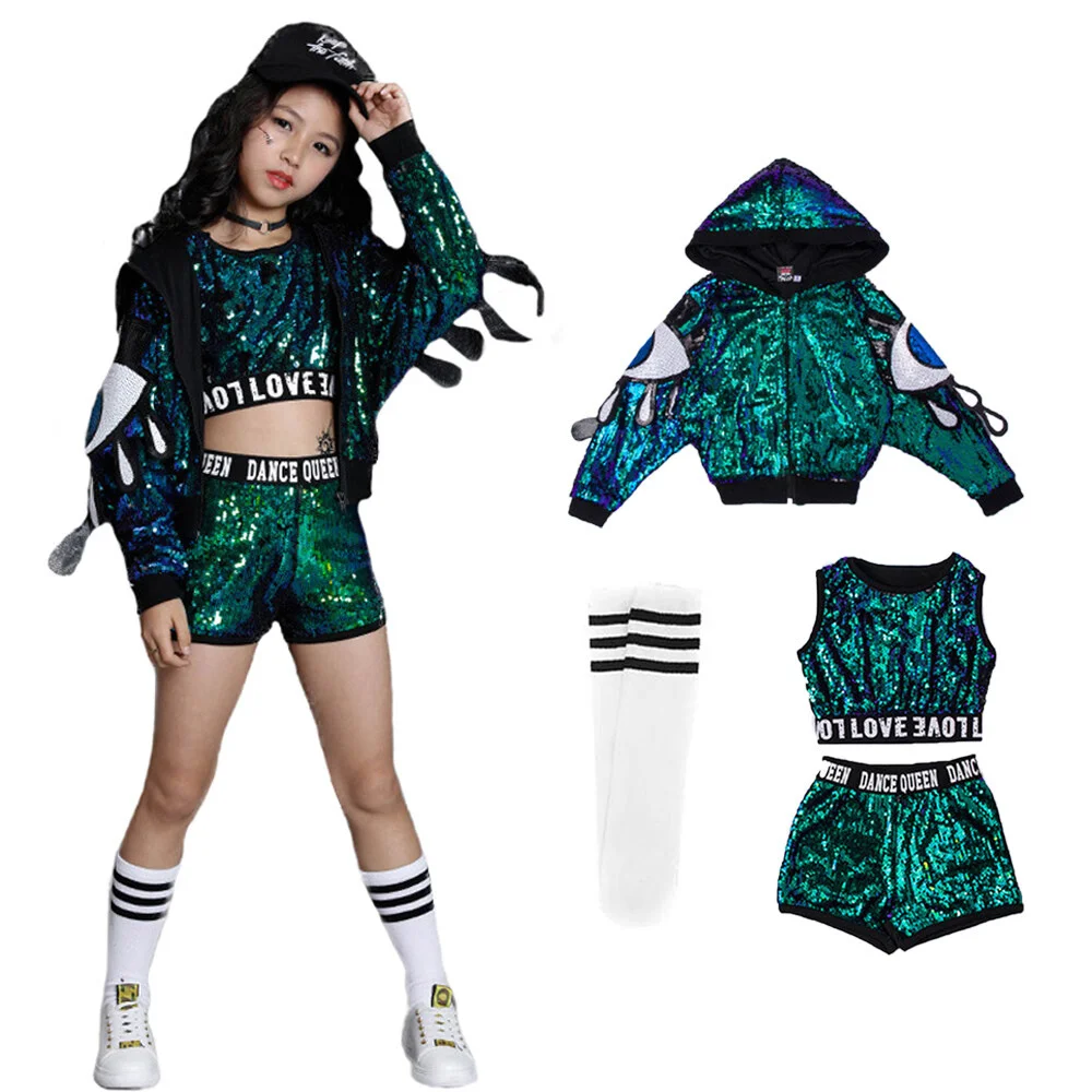 2Pcs/4Pcs Girls Jazz Street Dance Modern Dance Costumes Sequnines Hip Hop Dance Stage Performance Wear 4-16 Years
2Pcs/4Pcs Girls Jazz Street Dance Modern Dance Costumes Sequnines Hip Hop Dance Stage Performance Wear 4-16 Years