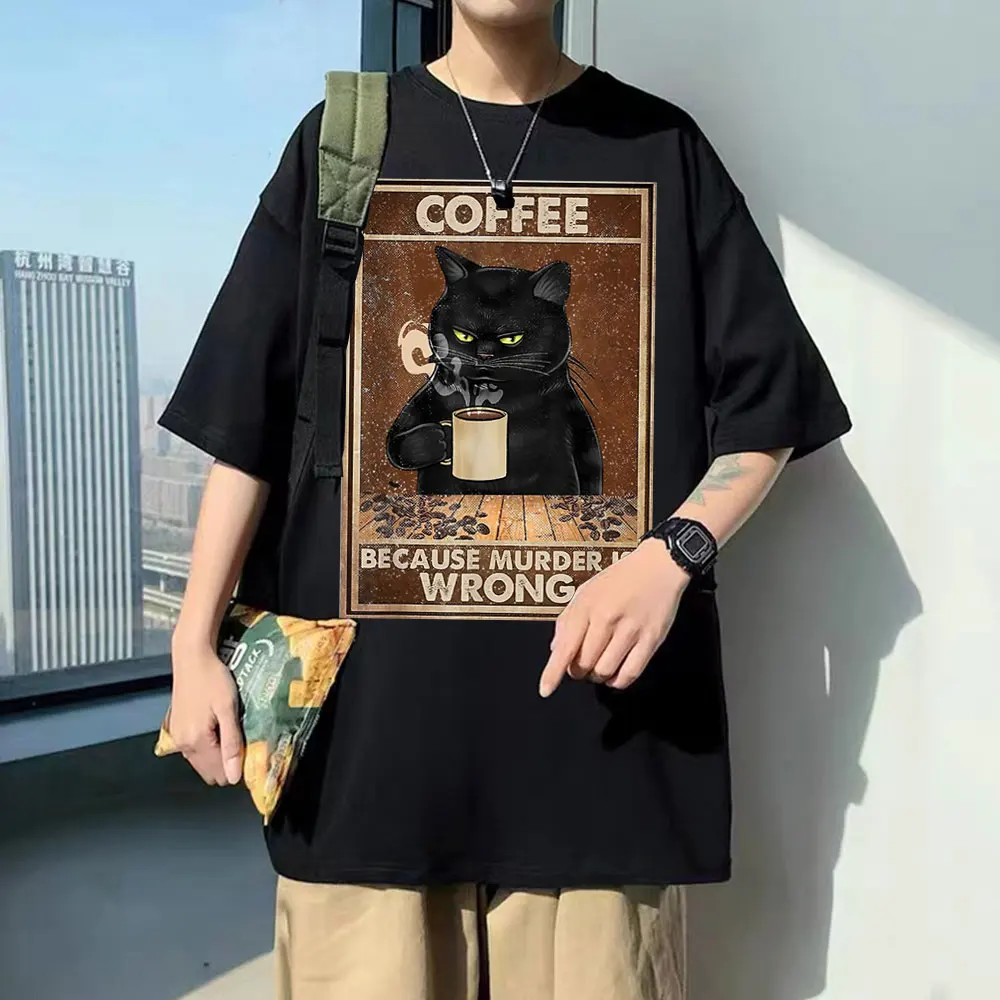 Anime Coffee Because Murder Is Wrong Black Cat Drinks Coffee Meme T-shirt Funny Men's Loose Tees Men Women Novelty Cotton Tshirt
Anime Coffee Because Murder Is Wrong Black Cat Drinks Coffee Meme T-shirt Funny Men's Loose Tees Men Women Novelty Cotton Tshirt