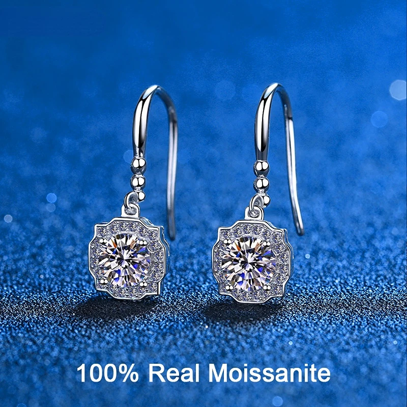 14K White Gold 0.5 Carat Moissanite Halo Dangle Earrings For Women 925 Sterling Silver Drop Earrings Wedding Engagement Jewelry
14K White Gold 0.5 Carat Moissanite Halo Dangle Earrings For Women 925 Sterling Silver Drop Earrings Wedding Engagement Jewelry