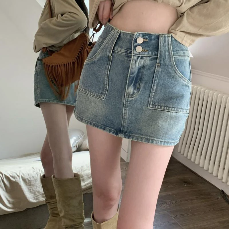 Rimocy Retro Blue Mini Denim Skirt Women 2023 Summer Korean Double Button High Waist Skirts Woman Pockets A Line Short Skirt
Rimocy Retro Blue Mini Denim Skirt Women 2023 Summer Korean Double Button High Waist Skirts Woman Pockets A Line Short Skirt