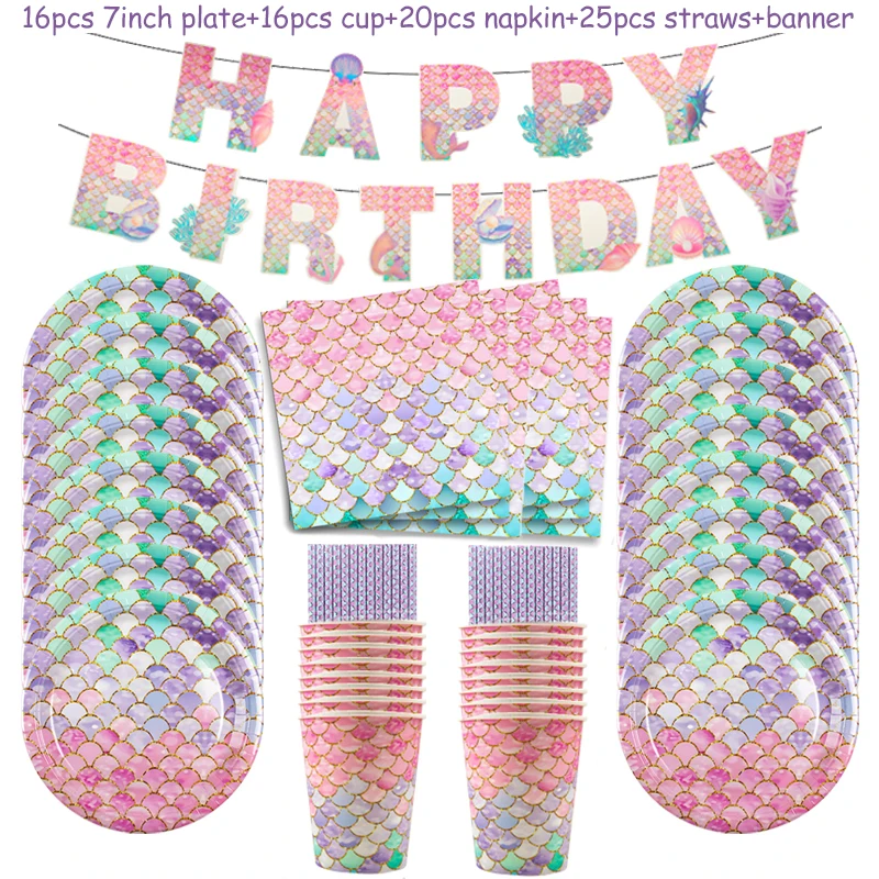 Одноразовая посуда принцесса русалка cyuan 
Одноразовая посуда принцесса русалка cyuan