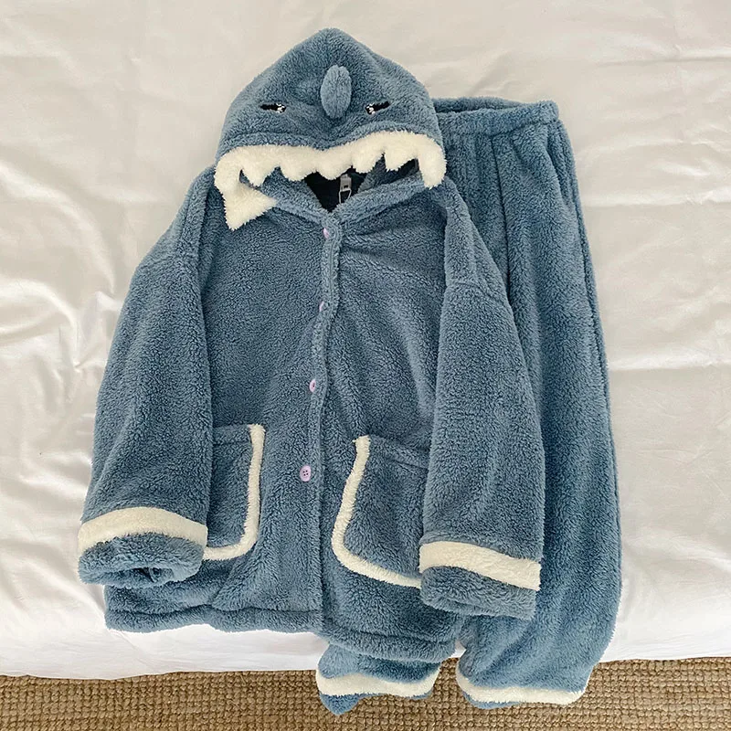 Cartoon Women Pajamas Winter Fleece Thicken Warm Pocket Cardigan And Pant Female Clothing Top Quality
Cartoon Women Pajamas Winter Fleece Thicken Warm Pocket Cardigan And Pant Female Clothing Top Quality