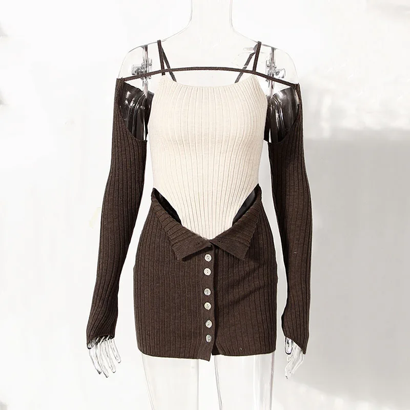 SeeBeautiful Contrast Color Two Piece High Waist Exposed Back Package Hip Knitted Dress Women 2022 Spring New Fashion Q163
SeeBeautiful Contrast Color Two Piece High Waist Exposed Back Package Hip Knitted Dress Women 2022 Spring New Fashion Q163