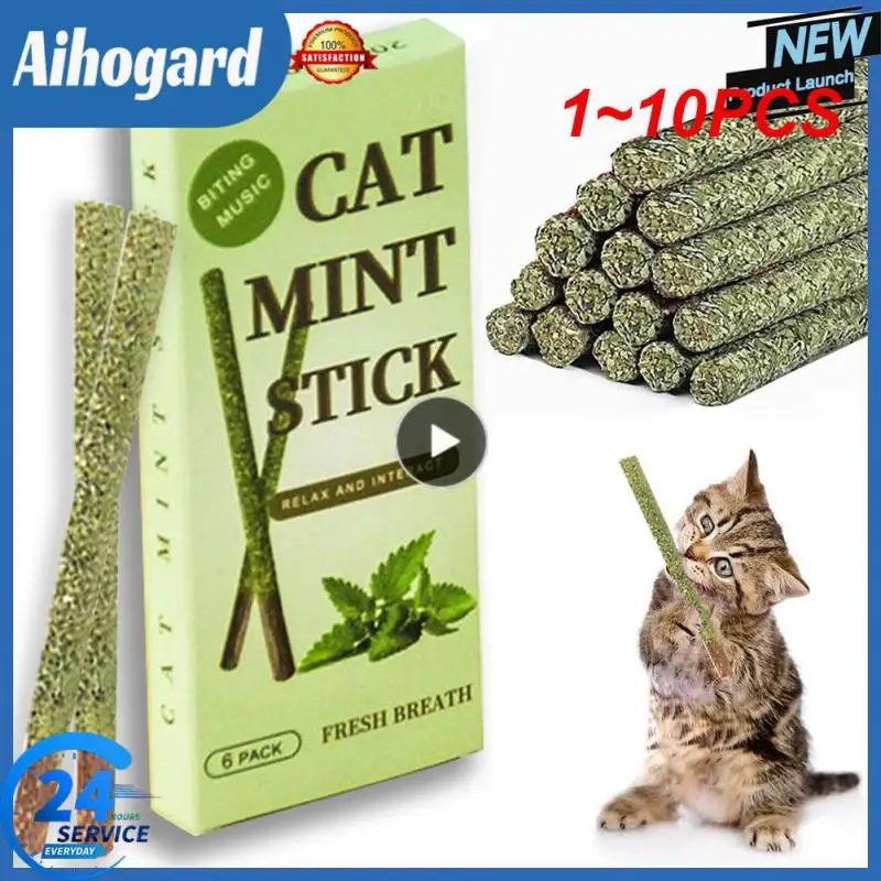 

1~10PCS Sticks Natural Cat Mint Sticks Cat Catnip Chews Toys Pet Molar Sticks Kittens Cleaning Teeth Bite-resistant Toys Pet