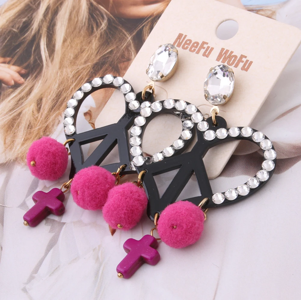 New Hairball Earrings Geometry Big Ear Peace Cross Crystal Large Fashion Female Tassel For Women Resin Brincos Jewelry Wholesale
New Hairball Earrings Geometry Big Ear Peace Cross Crystal Large Fashion Female Tassel For Women Resin Brincos Jewelry Wholesale
