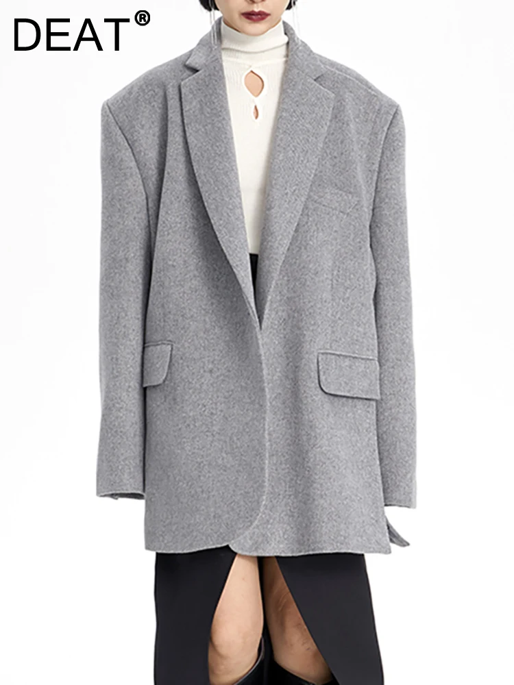 DEAT Fashion Women Blazer Notched Collar Long Sleeve Single Button Dislocation Design Gray Suit Jackets Autumn 2023 New 17A1558H
DEAT Fashion Women Blazer Notched Collar Long Sleeve Single Button Dislocation Design Gray Suit Jackets Autumn 2023 New 17A1558H