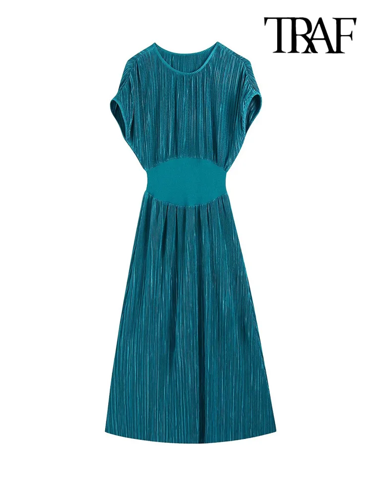 TRAF Women Fashion Pleated Midi Dress Vintage Sleeveless Elastic Waist Female Dresses Vestidos Mujer
TRAF Women Fashion Pleated Midi Dress Vintage Sleeveless Elastic Waist Female Dresses Vestidos Mujer
