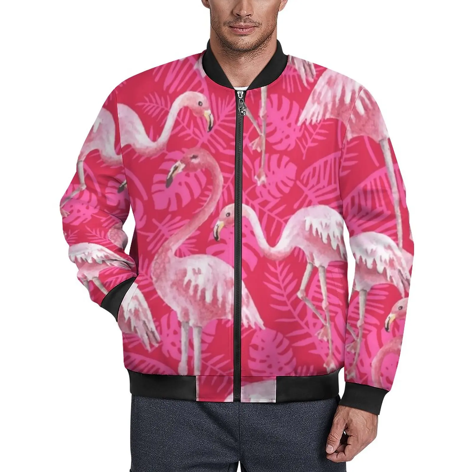 Fancy Pink Flamingo Jackets Tropical Bird Windproof Autumn Coats Mens Street Style Casual Jacket Custom Outerwear Windbreak Gift 
Fancy Pink Flamingo Jackets Tropical Bird Windproof Autumn Coats Mens Street Style Casual Jacket Custom Outerwear Windbreak Gift