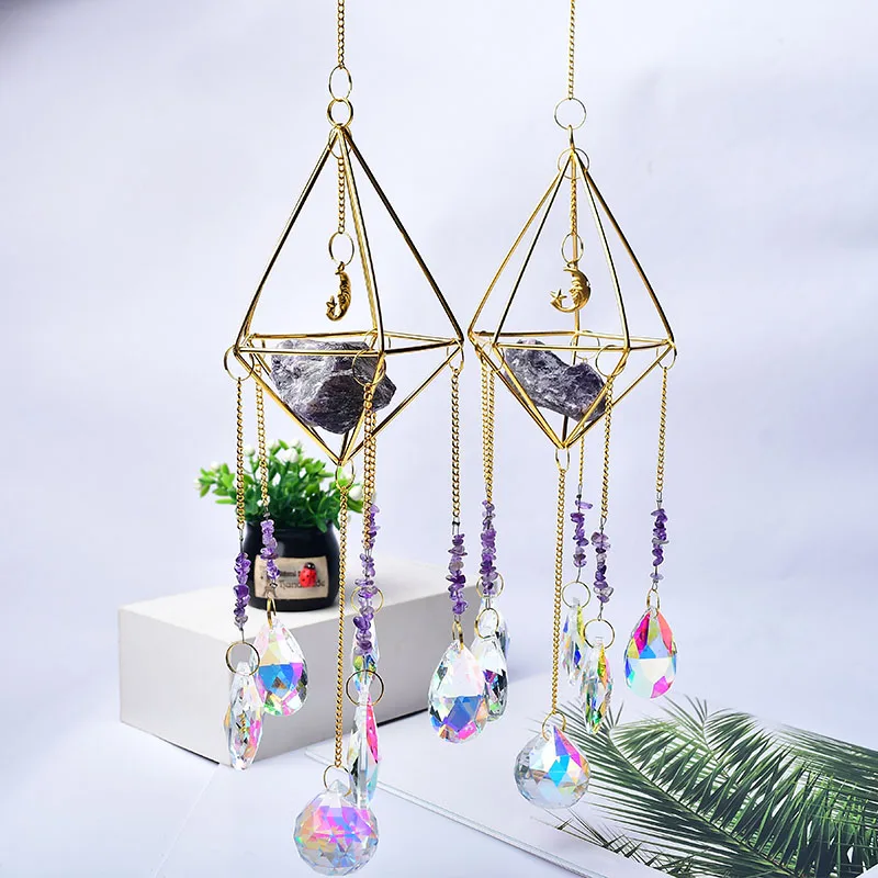 1PC Natural Amethyst Sunstone Rough Handmade Wind Chime Coloured Glaze Catchers Pendant Window Hanging Ornament Home Decor Gifts
1PC Natural Amethyst Sunstone Rough Handmade Wind Chime Coloured Glaze Catchers Pendant Window Hanging Ornament Home Decor Gifts