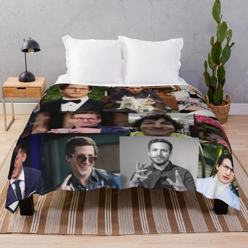 

Andy Samberg Collage Blankets Flannel Plush Print Warm Thi Throw Blanket for Bedding Home Cou Travel Office