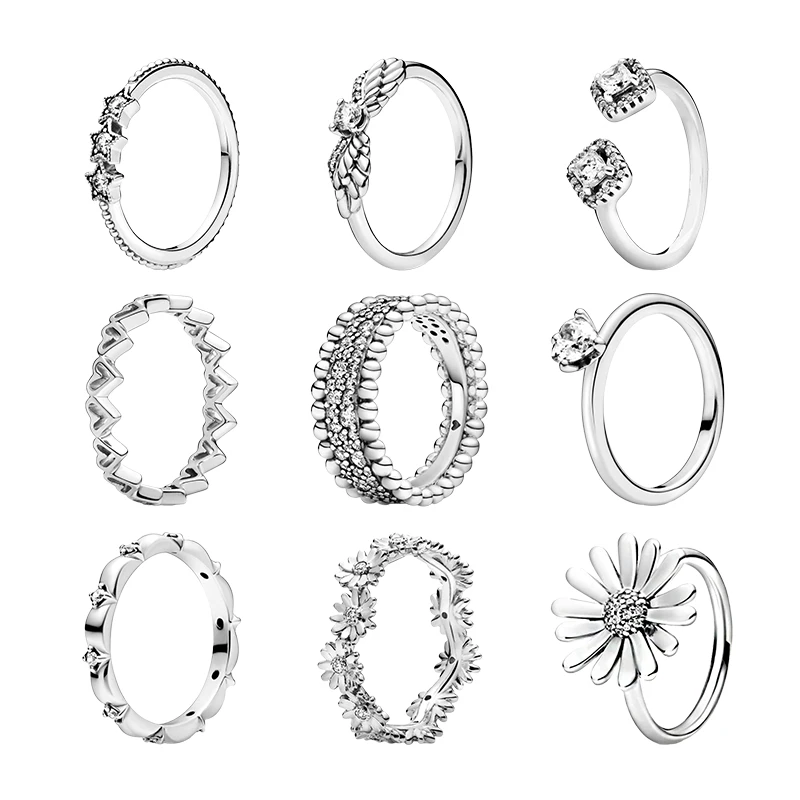 925 Sterling Silver Stack Finger Rings For Women Jewelry Stars Angel Wings Freehand Hearts Solitaire Daisy Flower Petals Crown
925 Sterling Silver Stack Finger Rings For Women Jewelry Stars Angel Wings Freehand Hearts Solitaire Daisy Flower Petals Crown