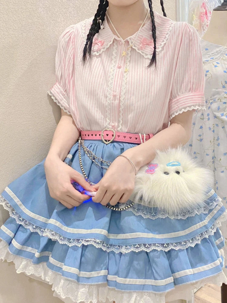 Женская кружевная блузка с воротником «Питер Пэн», в японском стиле
Женская кружевная блузка с воротником «Питер Пэн», в японском стиле