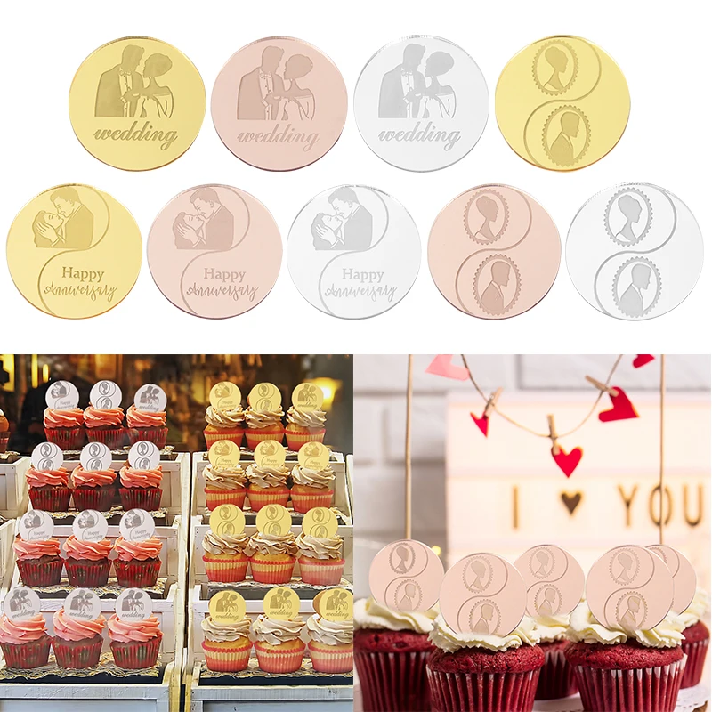10pcs 5cm Rose Gold Silver Acrylic Mirror Cupcake Toppers Cake Card Happy Anniversary Wedding Party Decoration Cake Insert Flags 
10pcs 5cm Rose Gold Silver Acrylic Mirror Cupcake Toppers Cake Card Happy Anniversary Wedding Party Decoration Cake Insert Flags