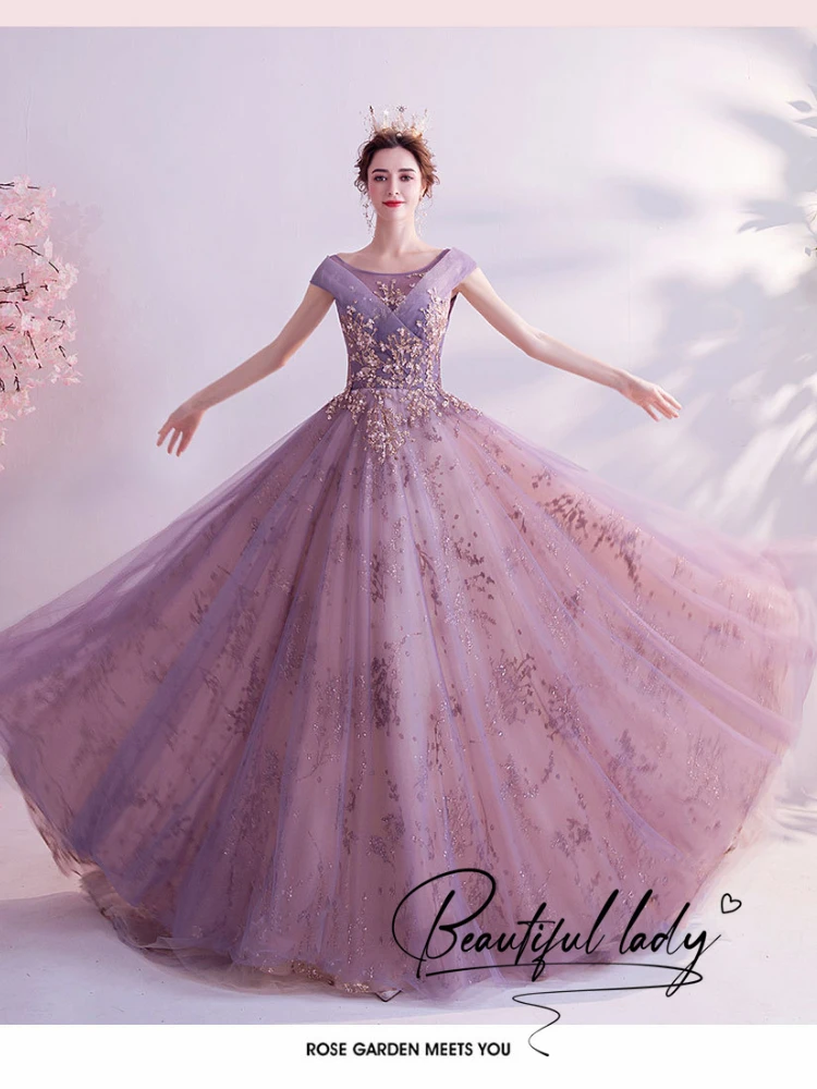 2023 Summer New Ladies Handmade Embroidery Purple Round Neck Elegant Distribution Delicate Crown Ball Dress Dress Evening Dress
2023 Summer New Ladies Handmade Embroidery Purple Round Neck Elegant Distribution Delicate Crown Ball Dress Dress Evening Dress