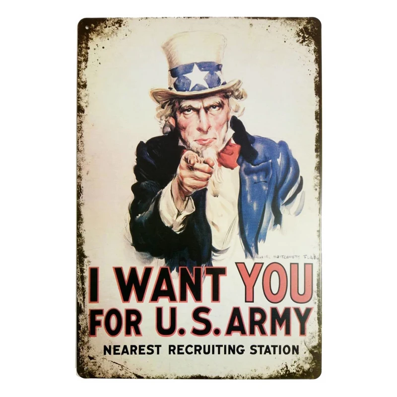 I Want You for U.S. Army Nearest Recruiting Station Retro Tinplate Vintage Decor Funny Metal Tin Sign 12X8 Inches
I Want You for U.S. Army Nearest Recruiting Station Retro Tinplate Vintage Decor Funny Metal Tin Sign 12X8 Inches