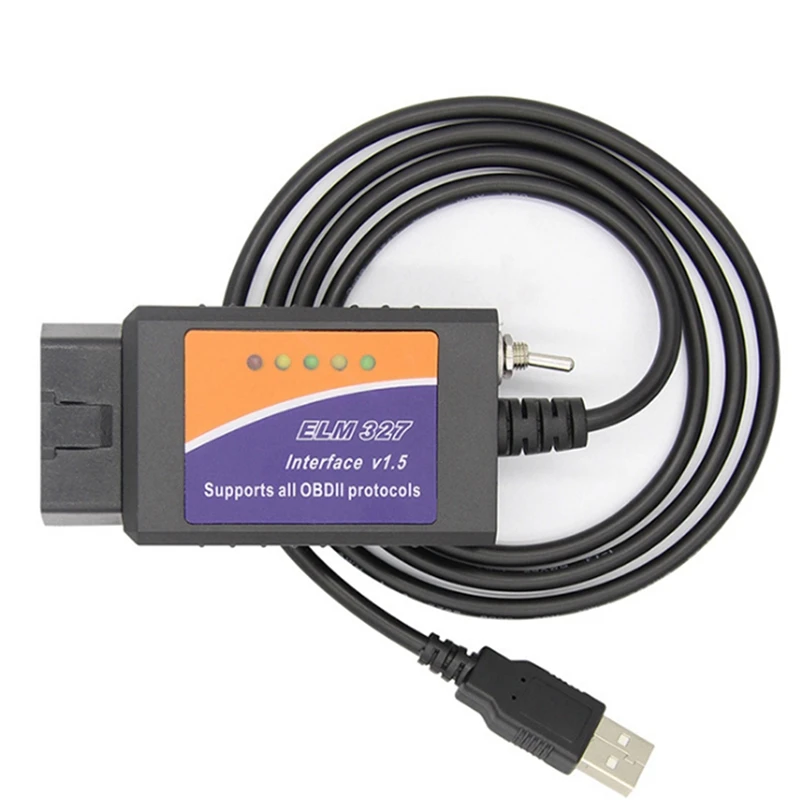 

ELM 327 V1.5 PIC18F25K80 USB Diagnostic Cable With Switch For Focccus Forscan ELM327 OBD2 Car Diagnostic Tool Scanner