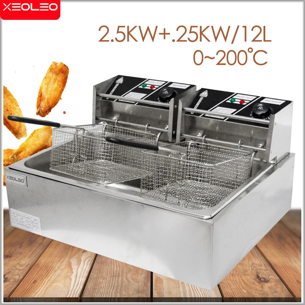 XEOLEO 12L Commercial Electric Deep Fryer Stainless Steel Pot Double Baskets Frying Machine French Kicthen Food Processor
XEOLEO 12L Commercial Electric Deep Fryer Stainless Steel Pot Double Baskets Frying Machine French Kicthen Food Processor