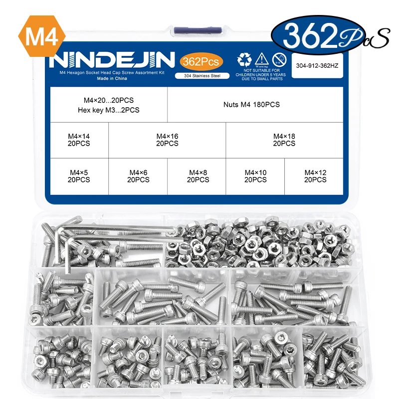NINDEJIN Комплект винтов из нержавеющей стали M2-M6
NINDEJIN Комплект винтов из нержавеющей стали M2-M6