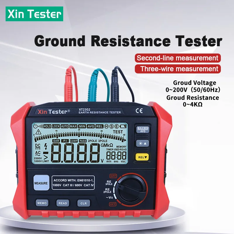 Xin Tester XT2302 Digital Ground Earth Resistance Voltage Tester 0~4K ohm 100 Groups Data Backlight Meter
Xin Tester XT2302 Digital Ground Earth Resistance Voltage Tester 0~4K ohm 100 Groups Data Backlight Meter