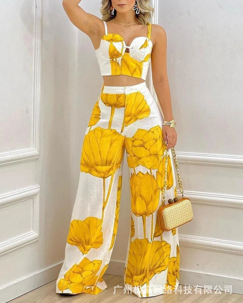 Plants Print Crop Cami Top & Wide Leg Pants Set Women Spring Summer 2pcs Clothes Suit Floral Flower Camis Tanks Tops Pants
Plants Print Crop Cami Top & Wide Leg Pants Set Women Spring Summer 2pcs Clothes Suit Floral Flower Camis Tanks Tops Pants