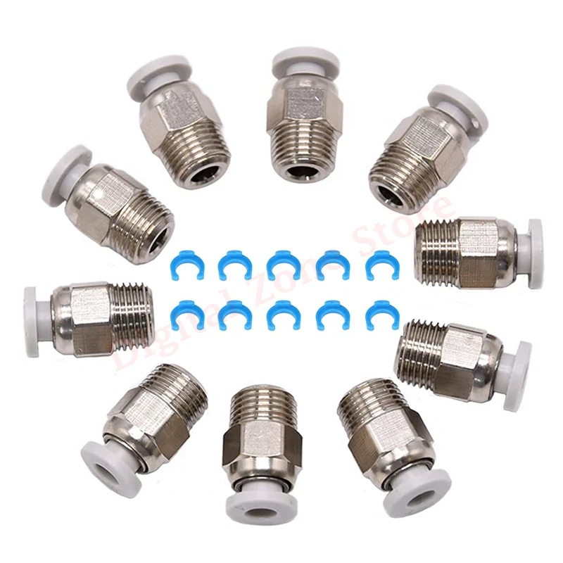 

10Pcs PC4‑M10 Straight Pneumatic Push Fitting Connector for E3D-V6 Long-Distance Bowden Extruder Compatible with Ender3/ CR10