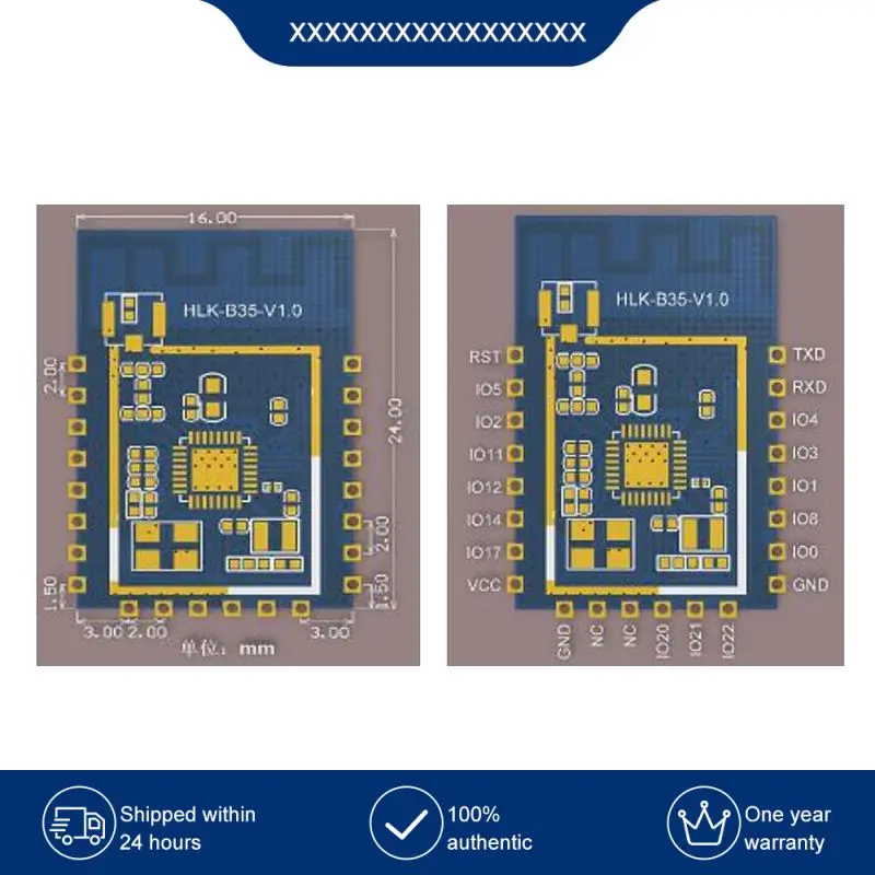Hlk-b35 Module Embedded 2.4g Radio Low-power Module Wi-fi802.11b/g/n 1 Pcs Tcp/ip Protocol Stack Smart Home Data Transfer Blue
Hlk-b35 Module Embedded 2.4g Radio Low-power Module Wi-fi802.11b/g/n 1 Pcs Tcp/ip Protocol Stack Smart Home Data Transfer Blue