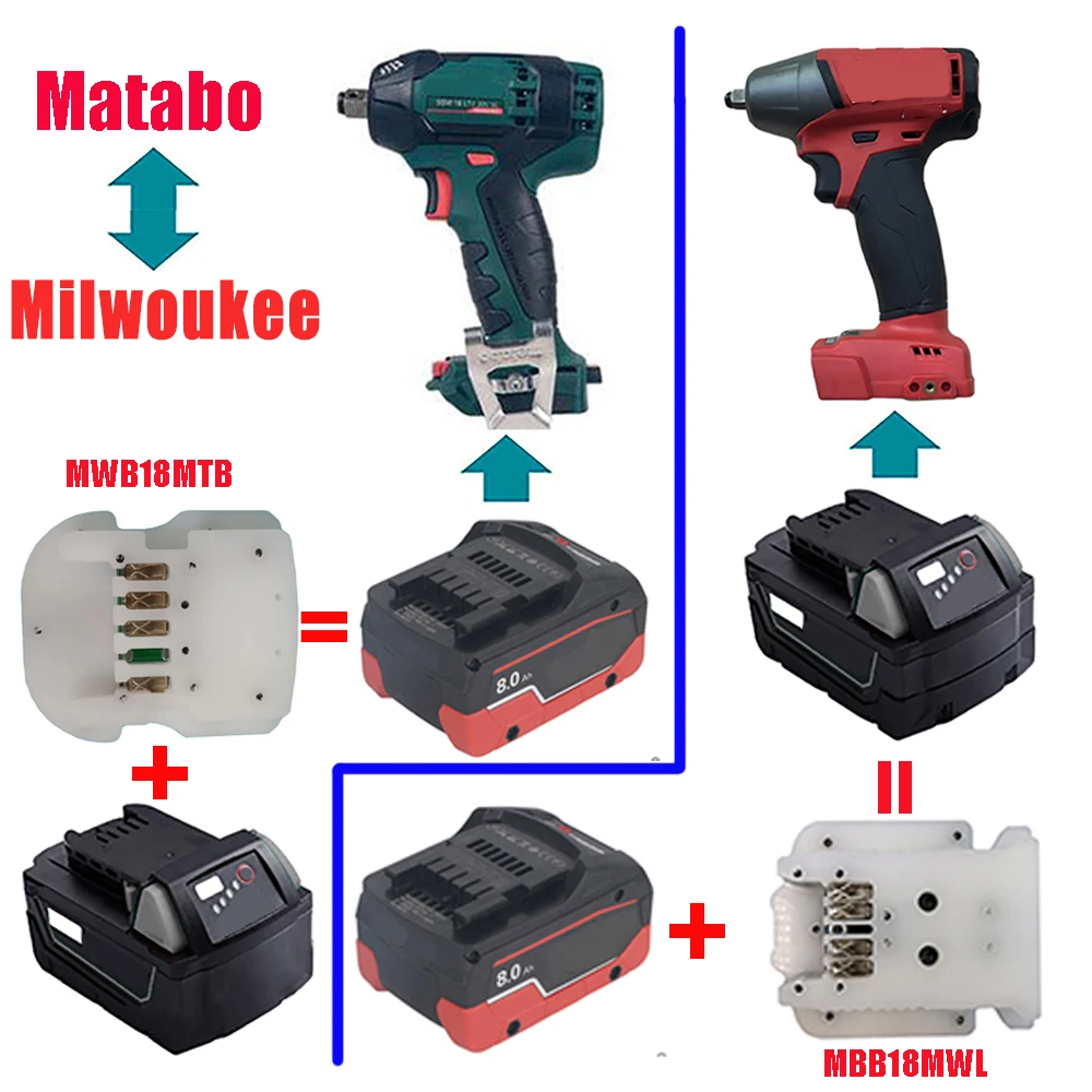 Electric Power Tool Adapter MWB18MBL for Milwaukee Battery to for Metabo Tool MBB18MWL(for Metabo Battery to For Milwaukee Tool)
Electric Power Tool Adapter MWB18MBL for Milwaukee Battery to for Metabo Tool MBB18MWL(for Metabo Battery to For Milwaukee Tool)