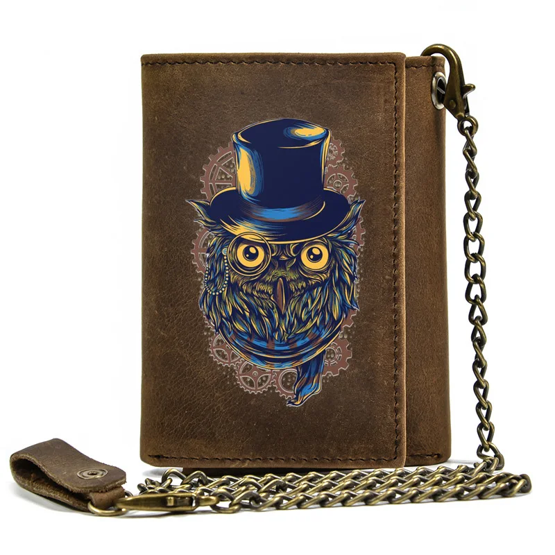 High Quality Men Genuine Leather Wallet Anti Theft Hasp With Iron Chain Punk Owl Cover Card Holder Short Purse
High Quality Men Genuine Leather Wallet Anti Theft Hasp With Iron Chain Punk Owl Cover Card Holder Short Purse