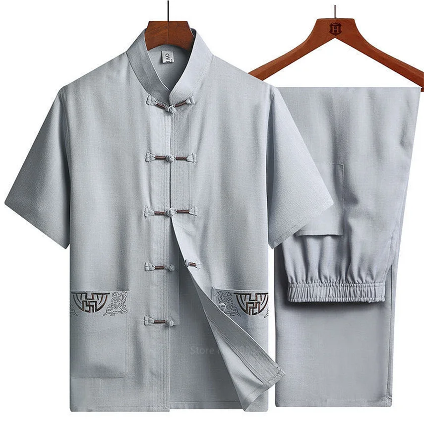 Traditional Chinese Clothing Set For Men Adult Tai Chi Kung Fu Uniforms Linen Short Sleeve Embroidery Casual Chinese Costumes
Traditional Chinese Clothing Set For Men Adult Tai Chi Kung Fu Uniforms Linen Short Sleeve Embroidery Casual Chinese Costumes