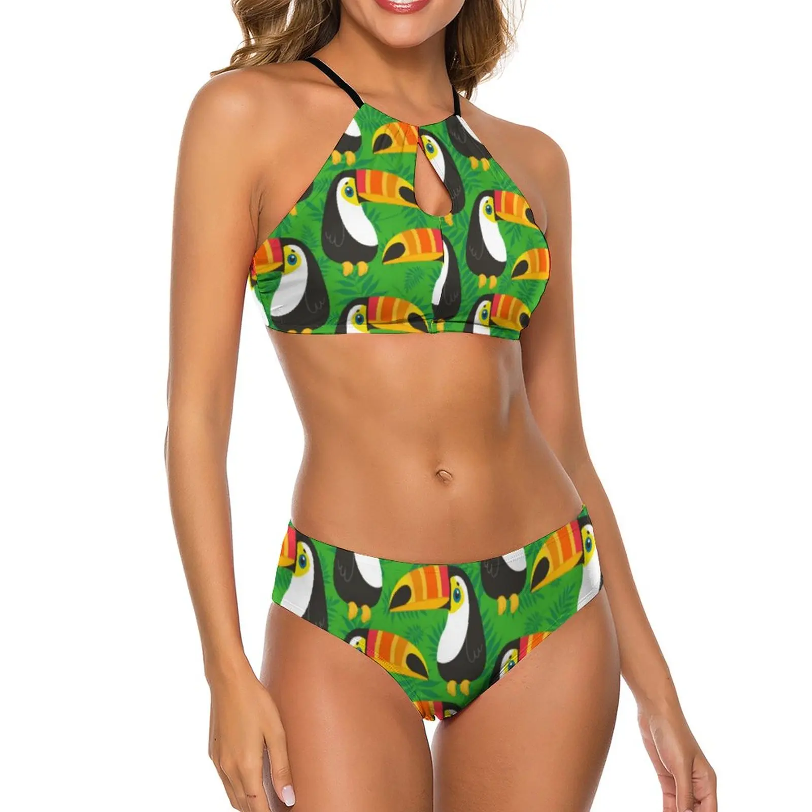 Купальник-бикини с зелеными листьями, пуш-ап
Купальник-бикини с зелеными листьями, пуш-ап