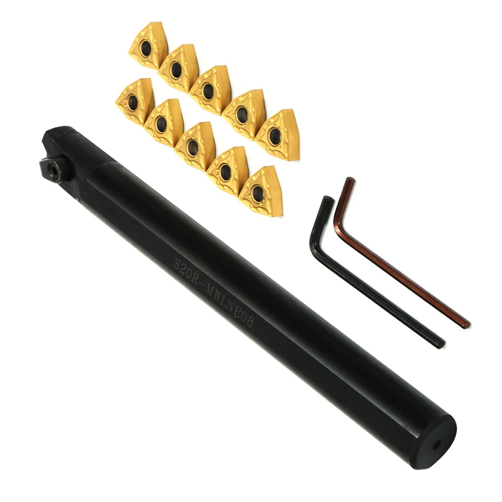 S20R-MWLNR08 20mm Lathe Turning Tool Holder Boring Bar 10pcs WNMG0804 Inserts and 2pcs Spanner 
S20R-MWLNR08 20mm Lathe Turning Tool Holder Boring Bar 10pcs WNMG0804 Inserts and 2pcs Spanner