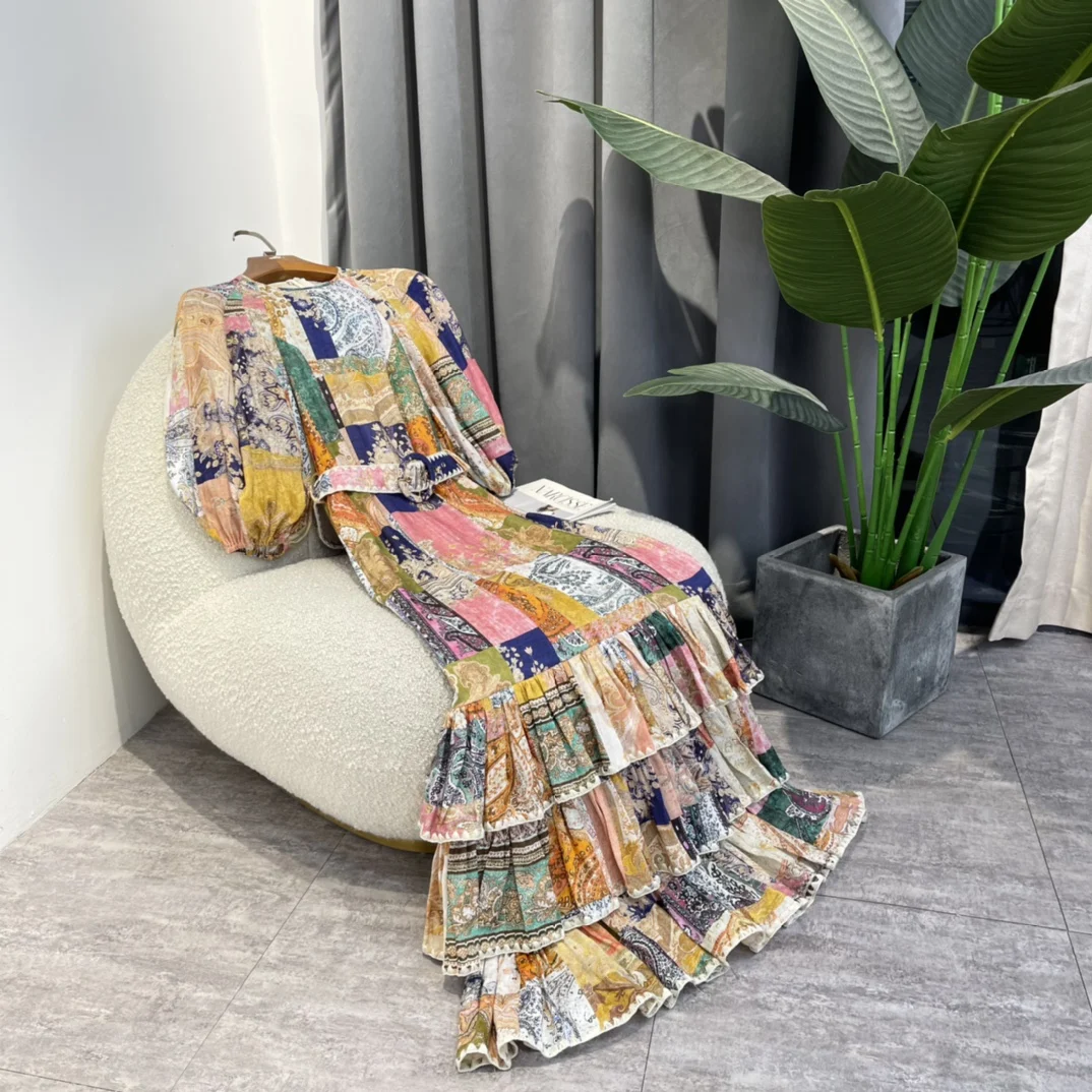 Women Chic Clothing 2022 Summer Top Quality Linen Floral Paisley Print Multi Color Spliced Cascading Ruffles Midi Dress
Women Chic Clothing 2022 Summer Top Quality Linen Floral Paisley Print Multi Color Spliced Cascading Ruffles Midi Dress
