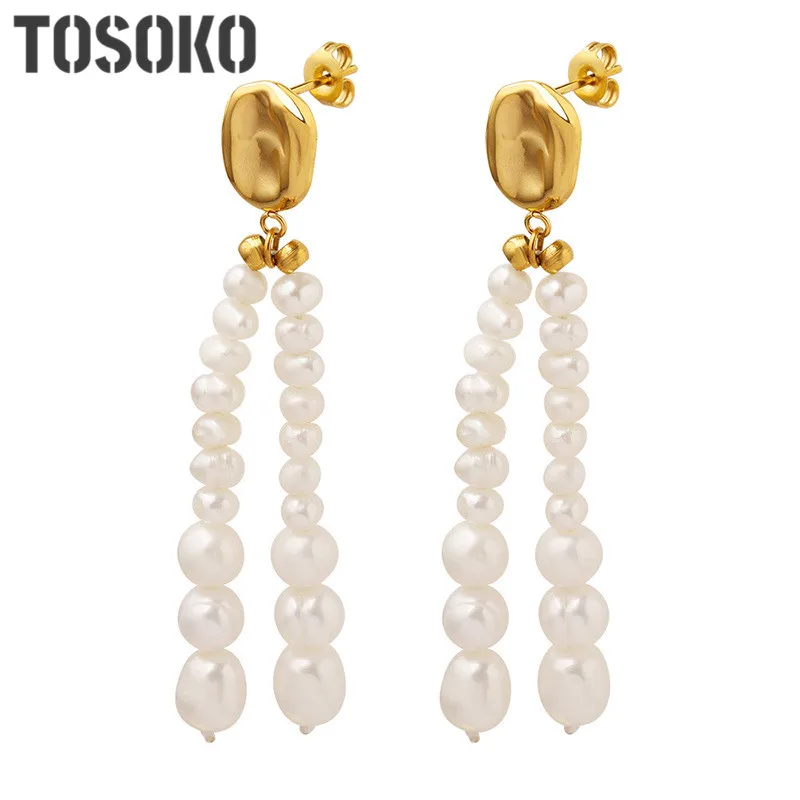 TOSOKO Stainless Steel Jewelry Oval Freshwater Pearl Pendant Earrings Sweet Lady Exaggerated Earrings BSF206
TOSOKO Stainless Steel Jewelry Oval Freshwater Pearl Pendant Earrings Sweet Lady Exaggerated Earrings BSF206