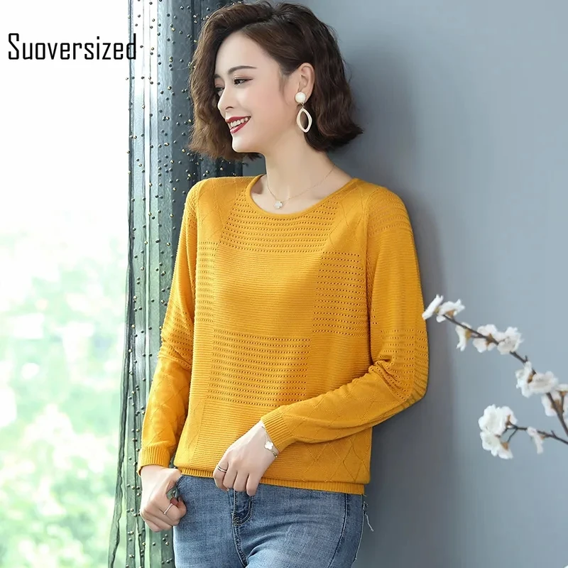 Elegant Loose Short Knitting Pullover Women Chic Solid Color Long Sleeve Knitted Tops Spring O-neck Thin Sweater Femael
Elegant Loose Short Knitting Pullover Women Chic Solid Color Long Sleeve Knitted Tops Spring O-neck Thin Sweater Femael